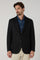 K-Jacket nera in lana leggera a nido d’ape con revers ampi