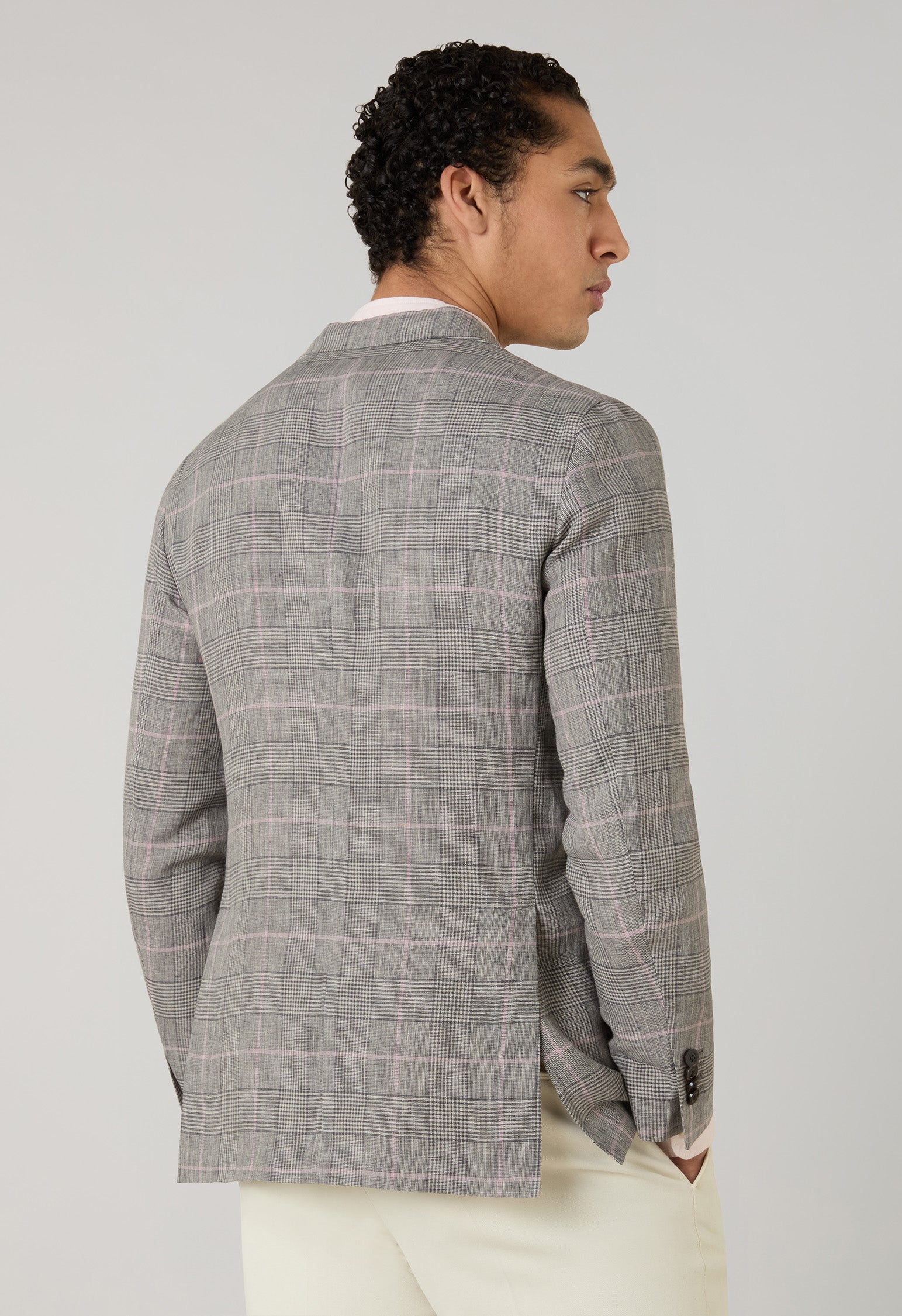 K-Jacket in lino a quadri grigio fantasia