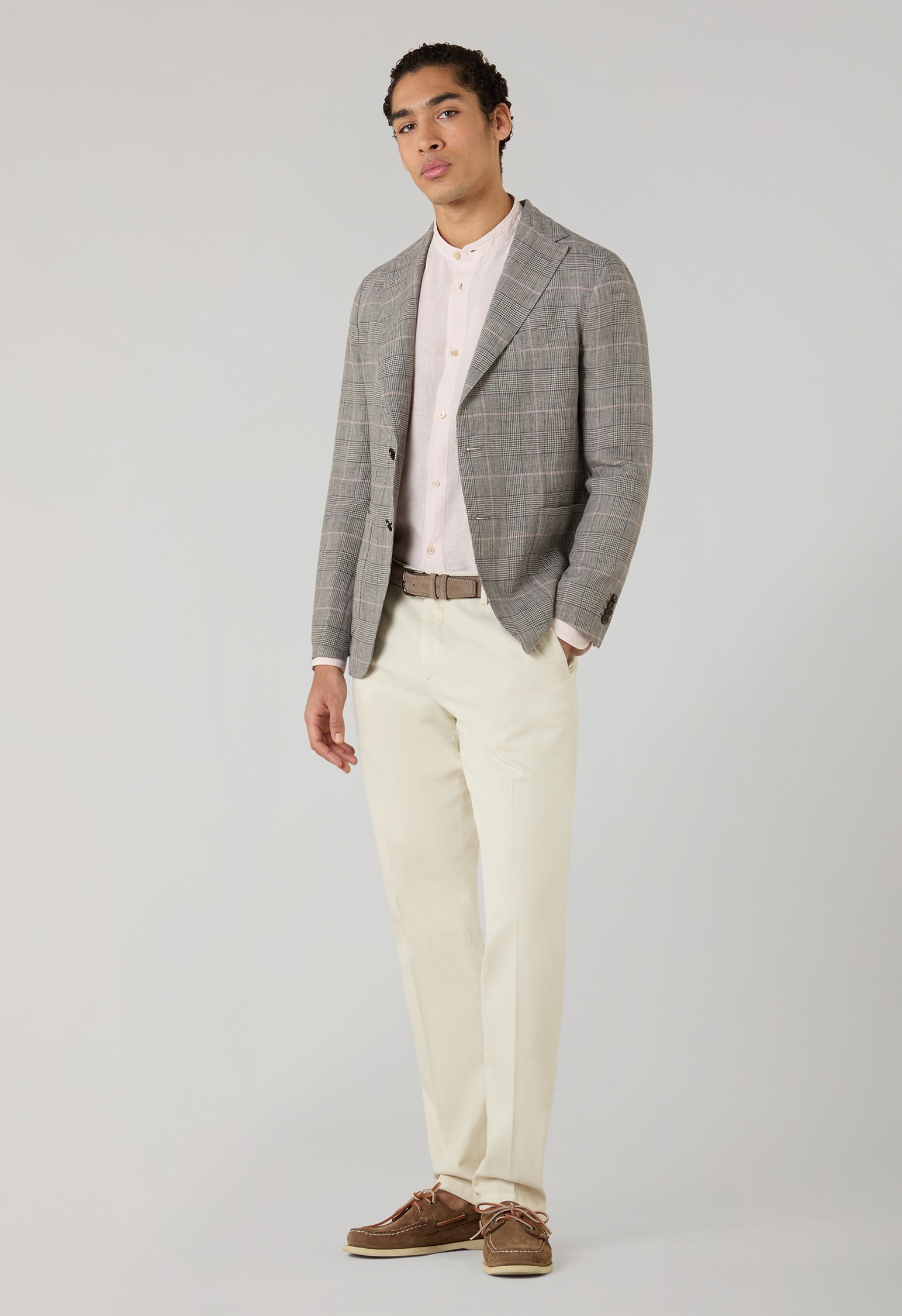 Grey Pattern Linen Check K-Jacket