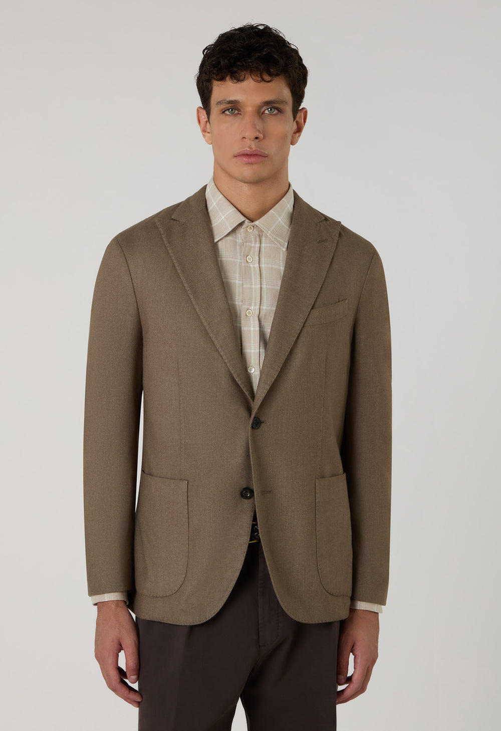 Brown Garment Dyed Wool K-Jacket 