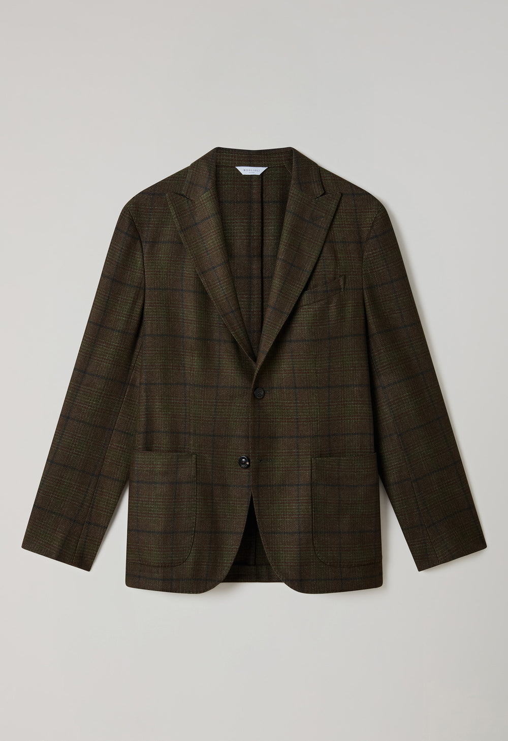 K-Jacket in lana a quadri tinta in capo verde