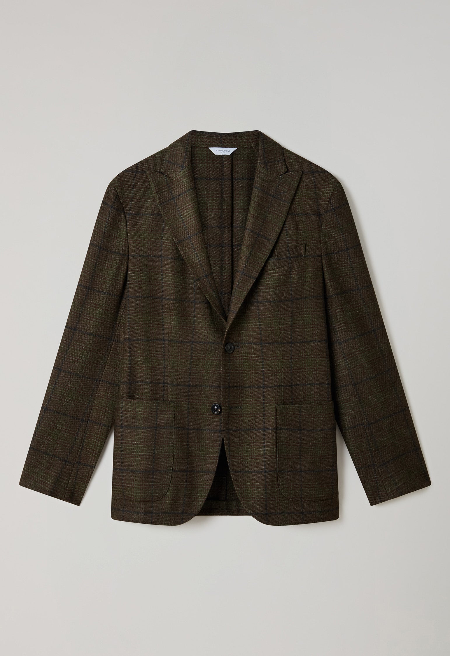 K-Jacket in lana a quadri tinta in capo verde
