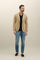 Beige stückgefärbte K-Jacket aus Wolle mit Wabenstruktur