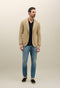 Beige stückgefärbte K-Jacket aus Wolle mit Wabenstruktur