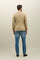 Beige stückgefärbte K-Jacket aus Wolle mit Wabenstruktur