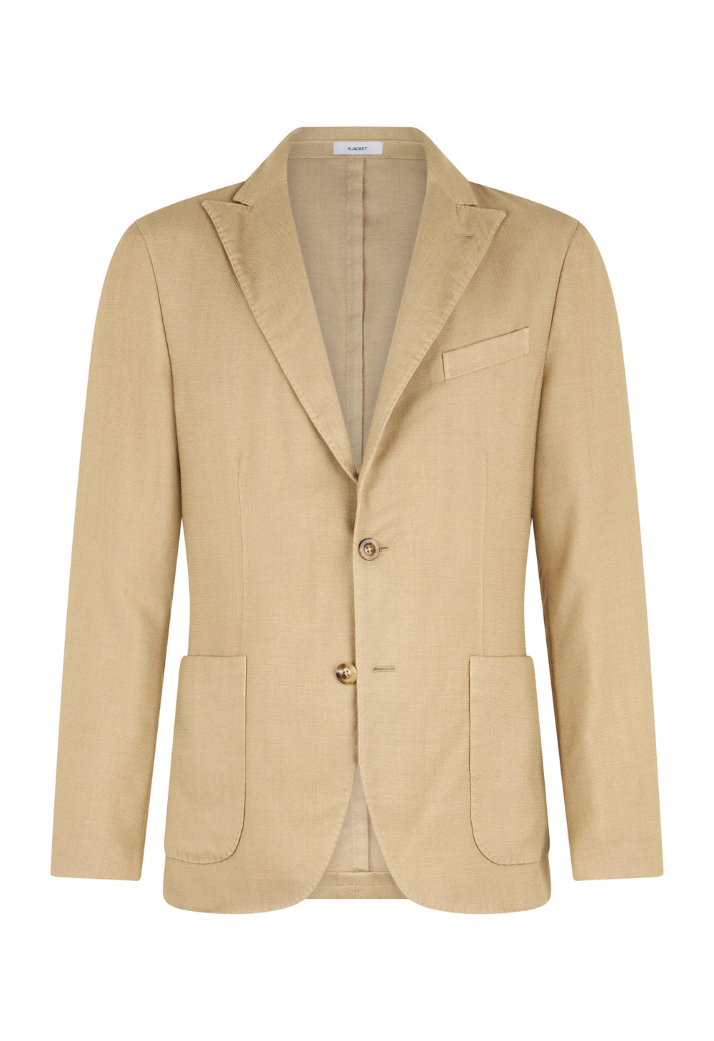 Beige stückgefärbte K-Jacket aus Wolle mit Wabenstruktur