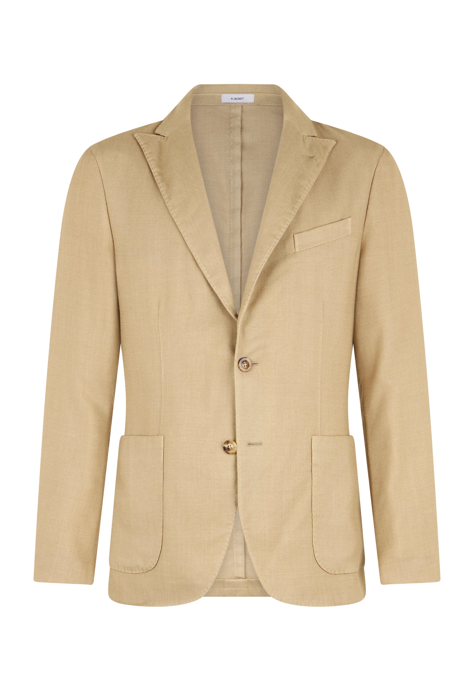 Beige stückgefärbte K-Jacket aus Wolle mit Wabenstruktur