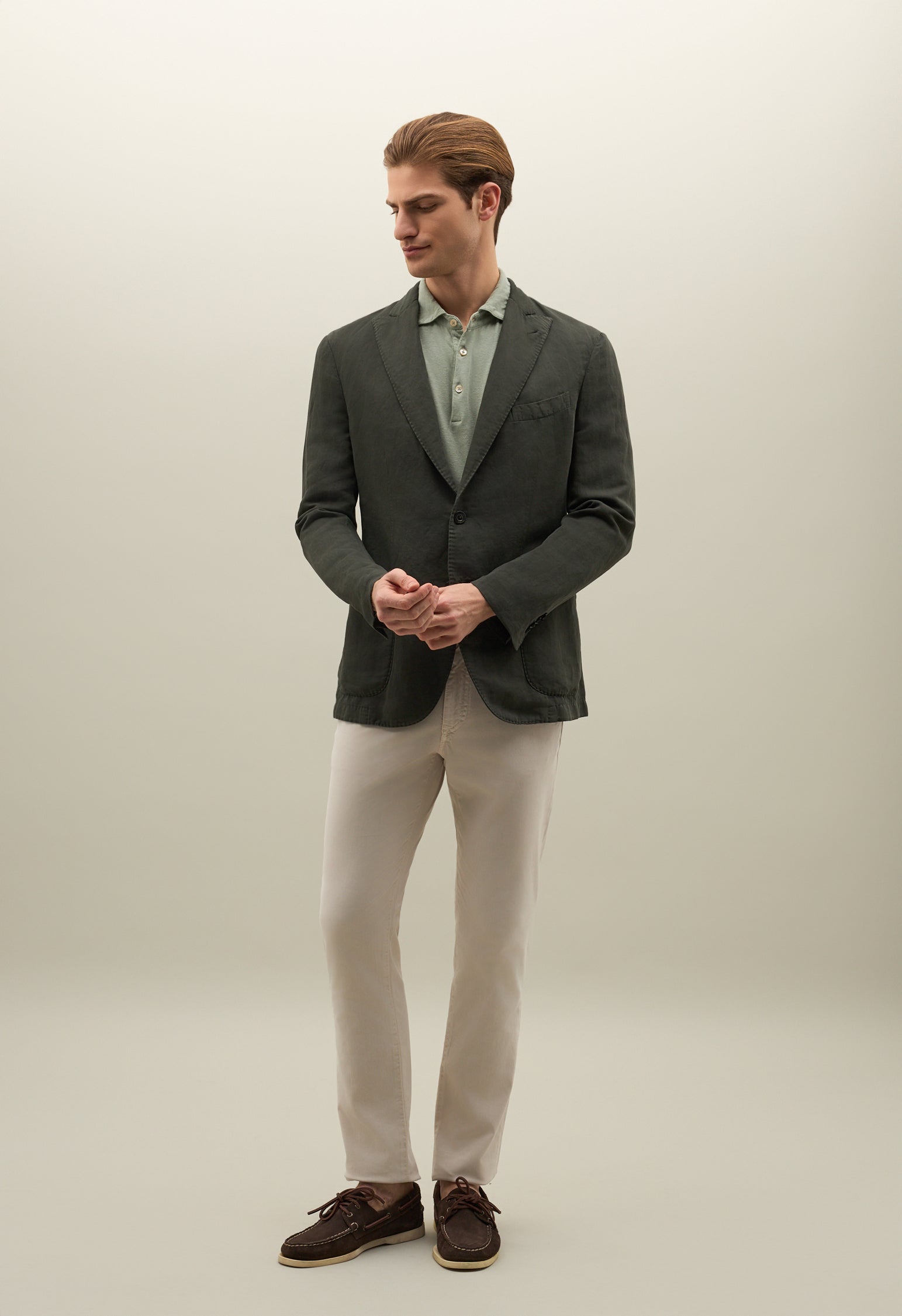 K-Jacket in cotone e lino satin verde