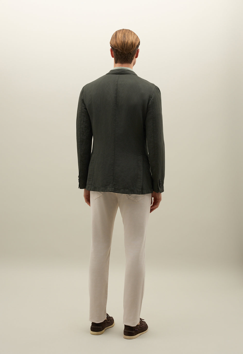 Grüne K-Jacket aus Baumwoll-Leinen-Satin