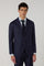 Dunkelblauer K-Jacket-Anzug aus 14-Mikron-Wolle und Seide