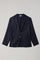 Dunkelblauer K-Jacket-Anzug aus 14-Mikron-Wolle und Seide