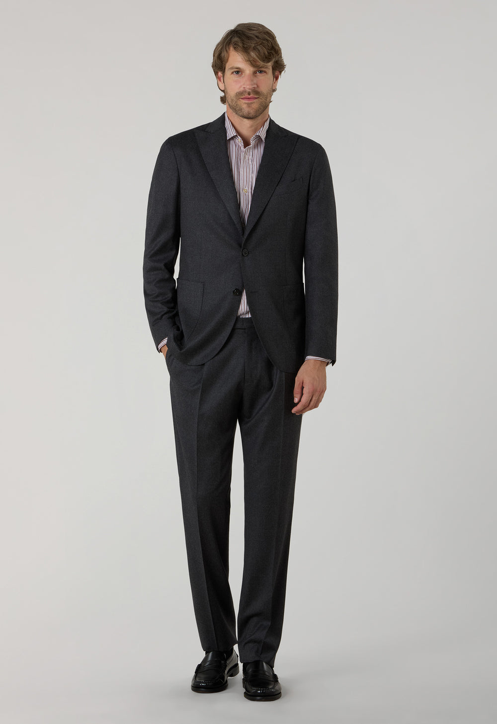 Dark Grey 14-Micron Wool Silk K-Suit 