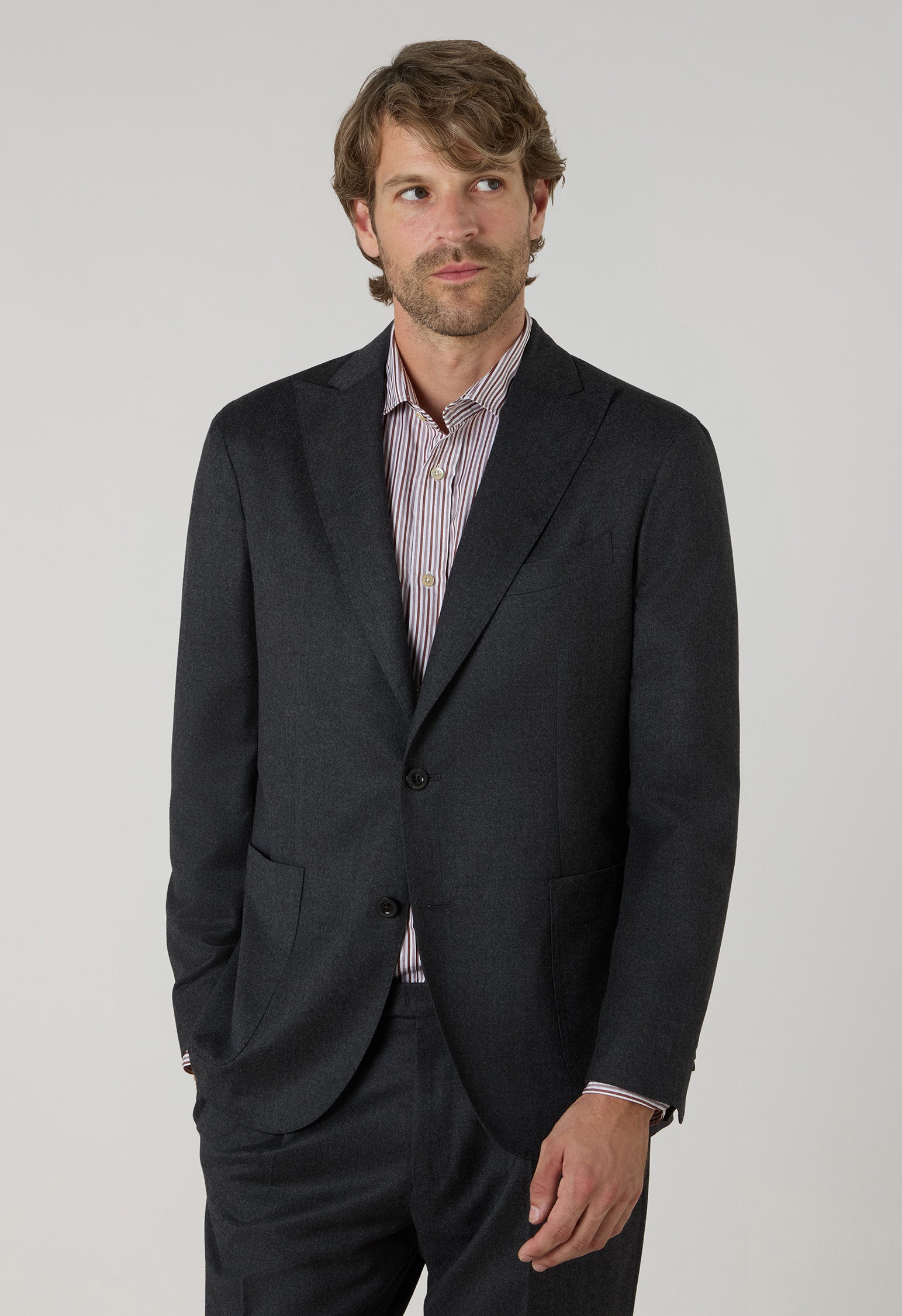 Dark Grey 14-Micron Wool Silk K-Suit 
