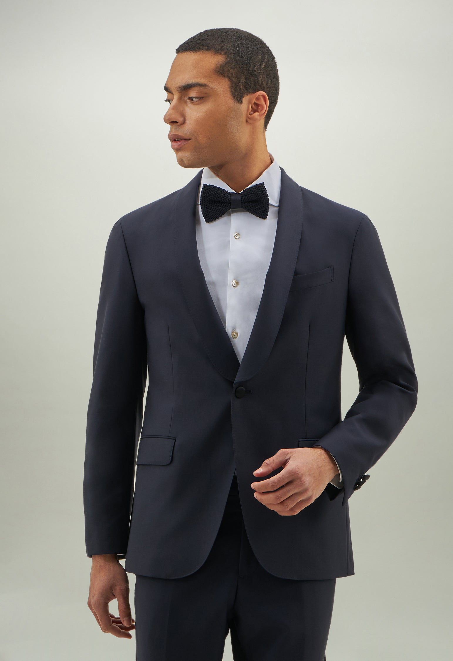 Blue Wool Satin Evening K-Jacket