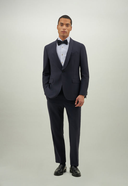 Blue Wool Satin Evening K-Jacket