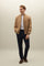 Bomber in lino e tencel satin beige scuro