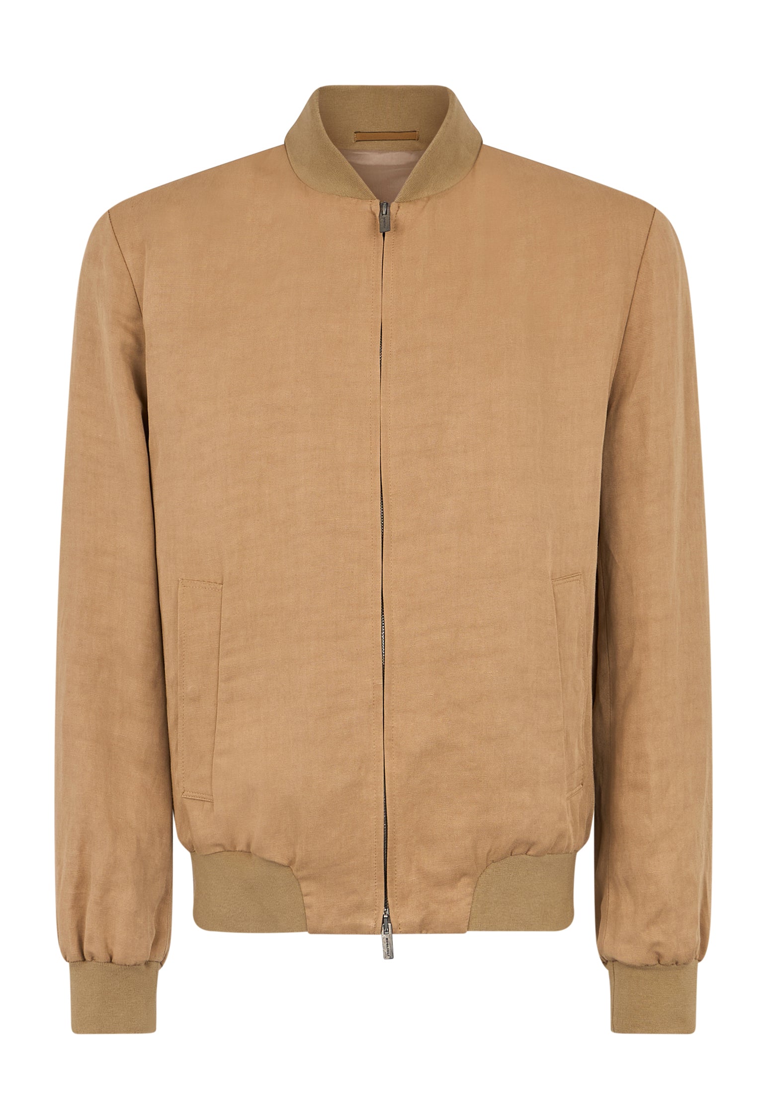 Bomber in lino e tencel satin beige scuro