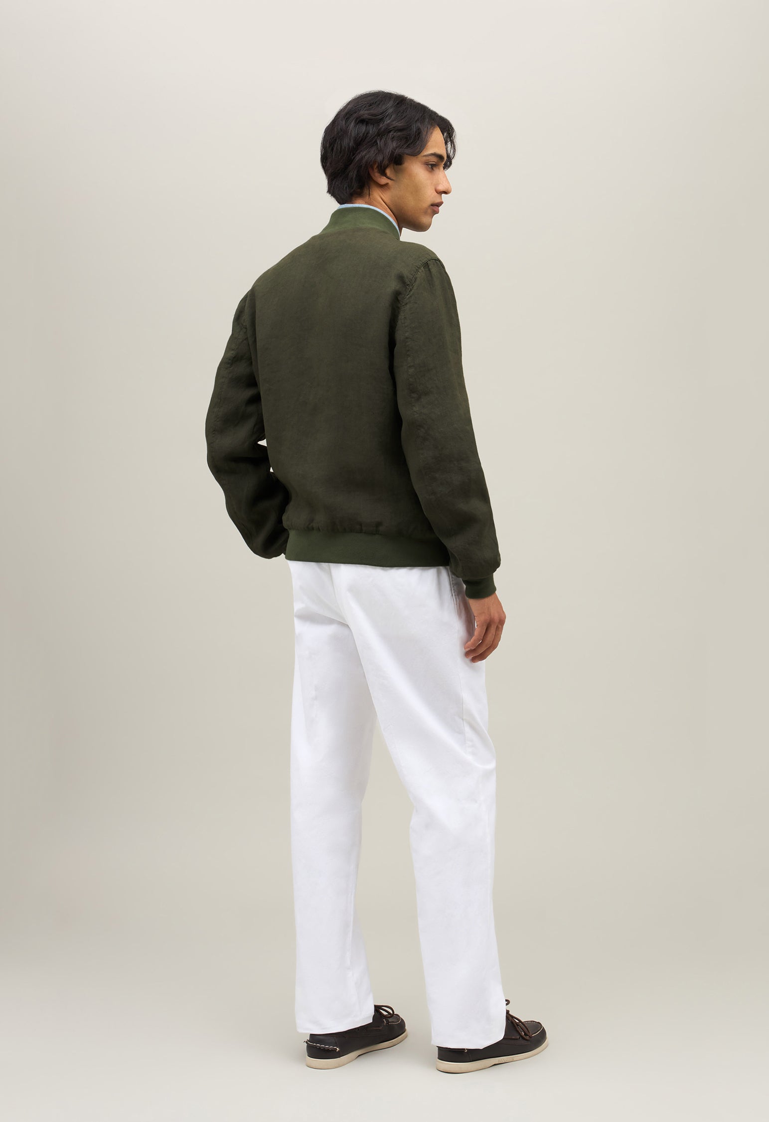 Green Linen Bomber