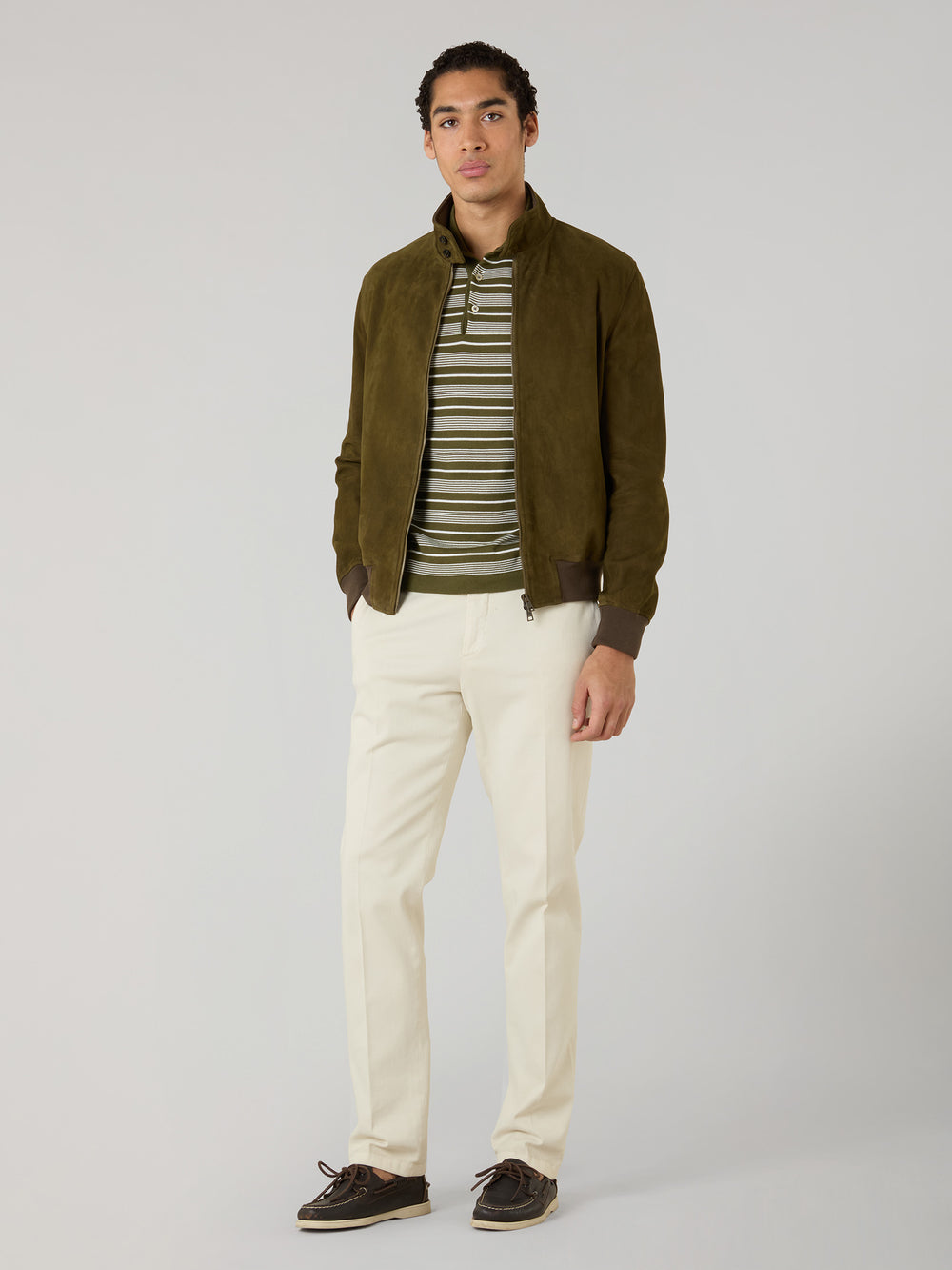 Dark Khaki Suede Bomber