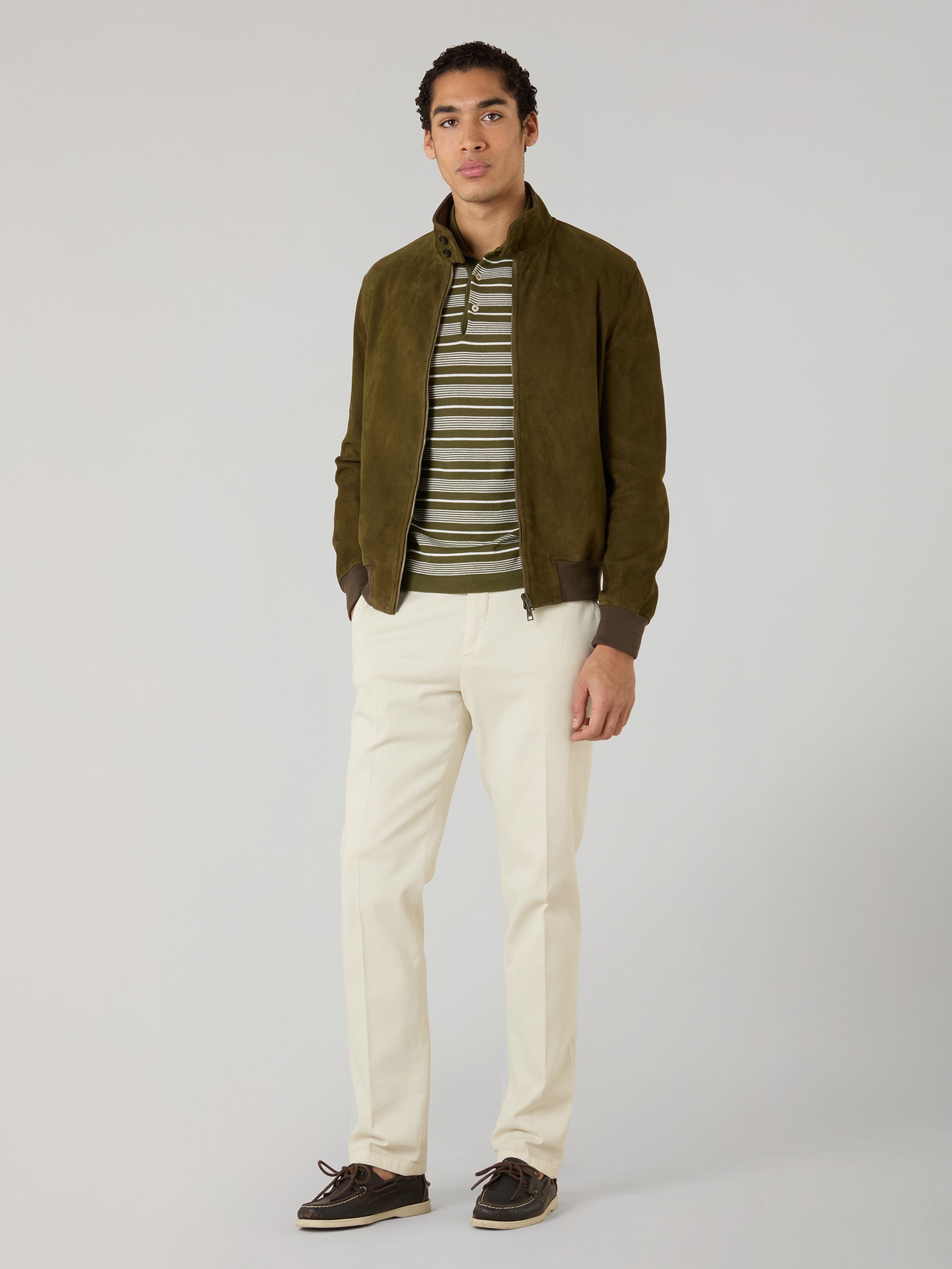 Dark Khaki Suede Bomber