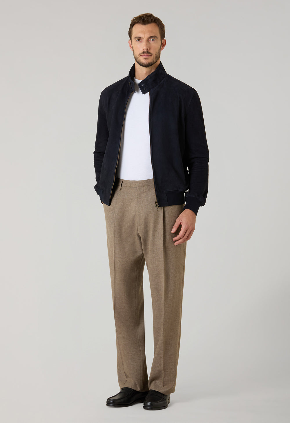 Bomber in suede blu