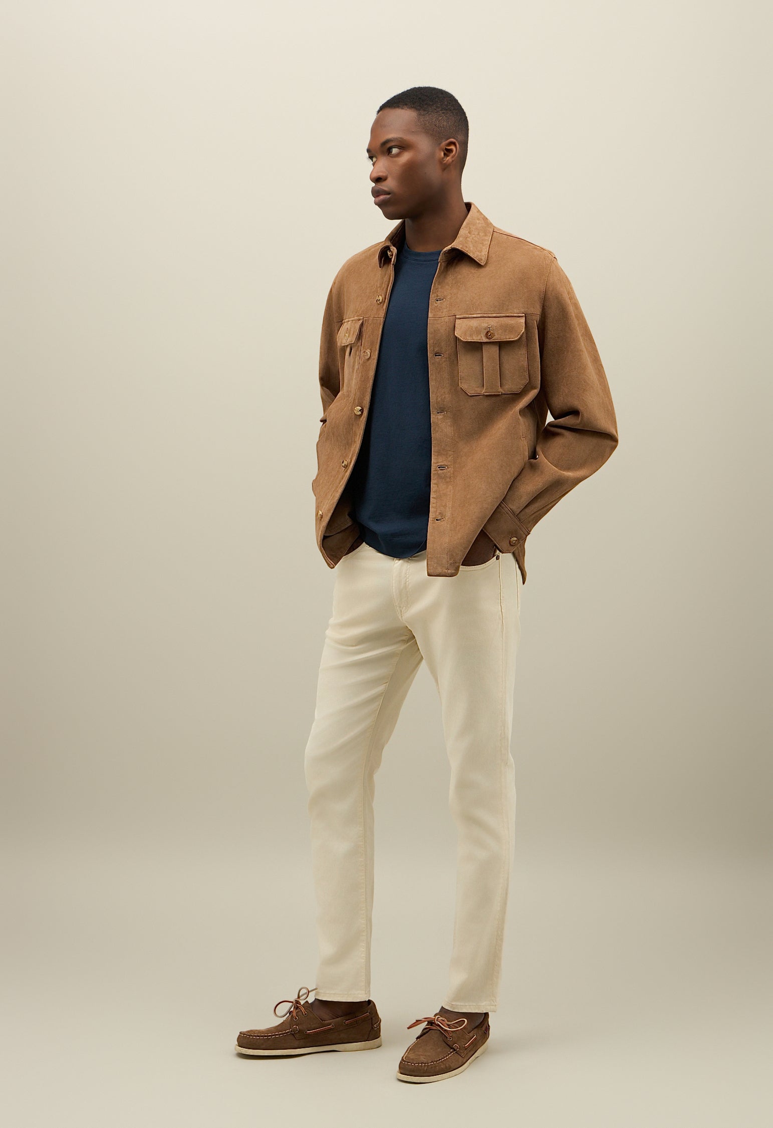 Dark Beige Suede Overshirt
