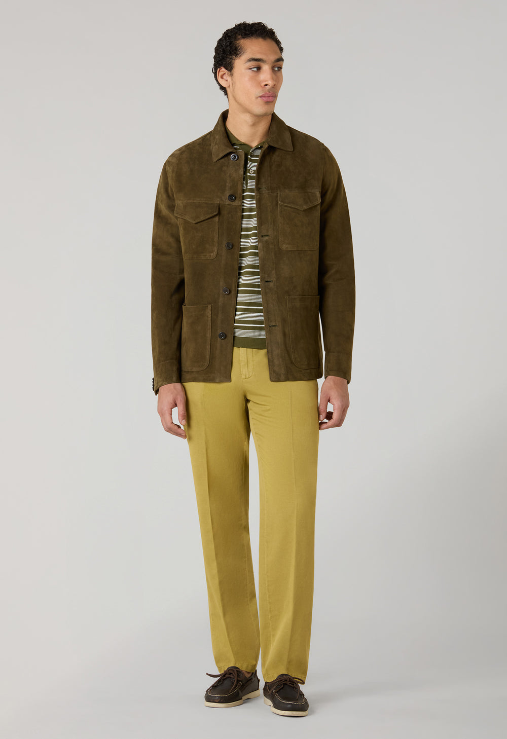 Dark Khaki Suede Workwear Jacket