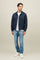 Blue Garment Dyed Cotton Biker Jacket