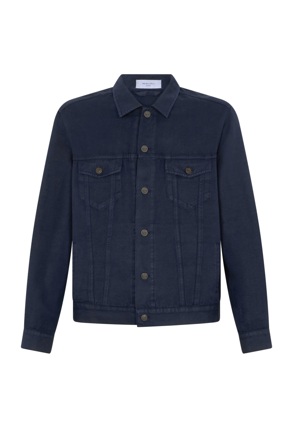Blue Garment Dyed Cotton Biker Jacket