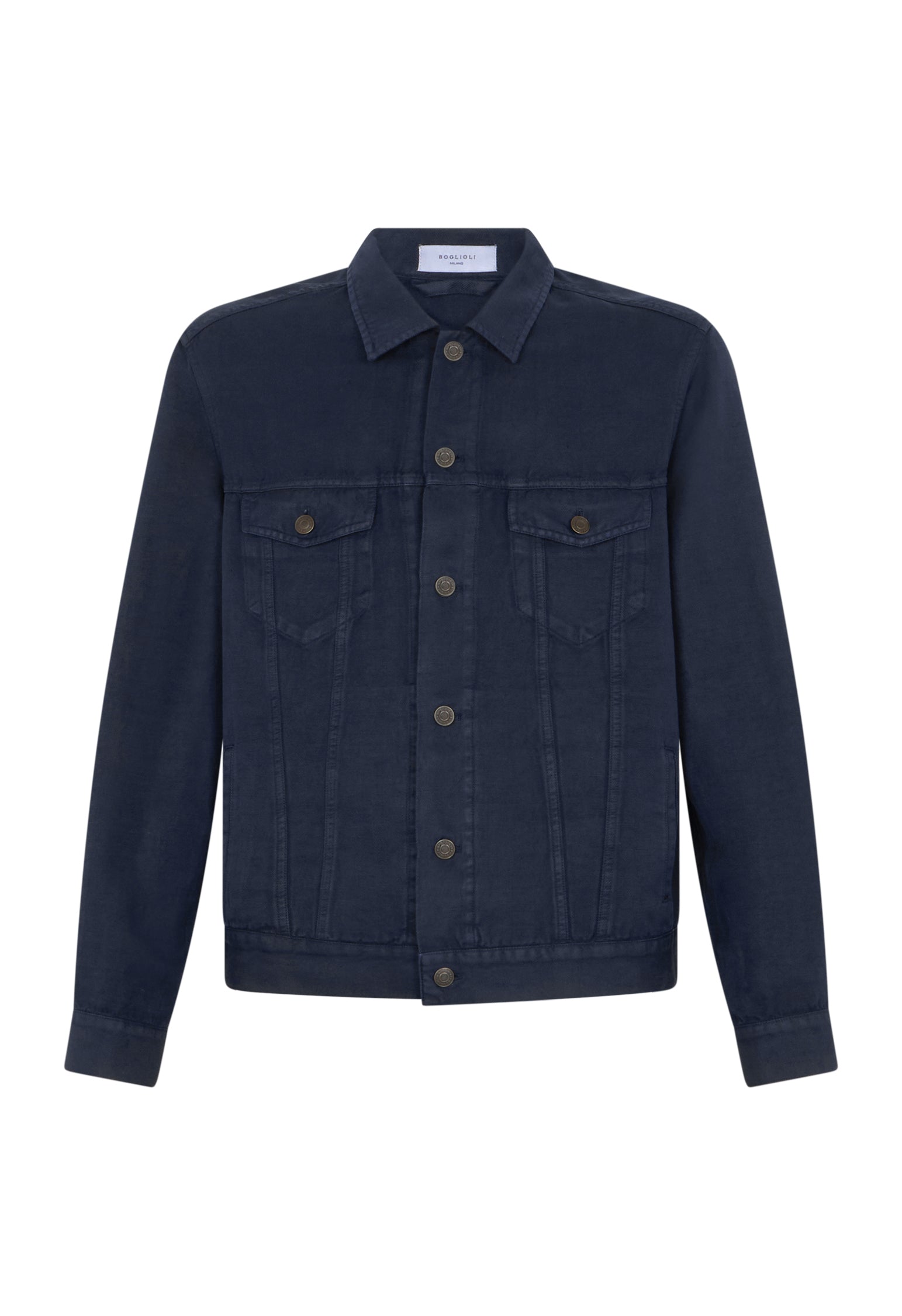 Blue Garment Dyed Cotton Biker Jacket