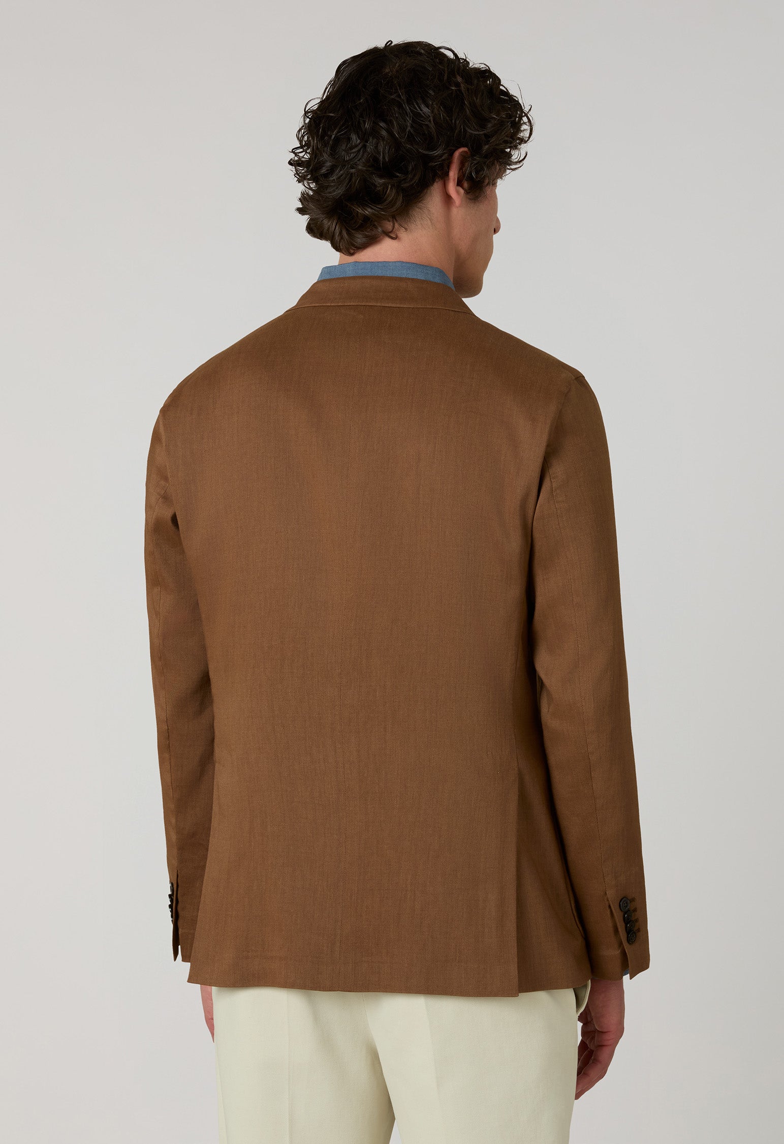 Giacca Sartoria doppiopetto in lino e mohair marrone