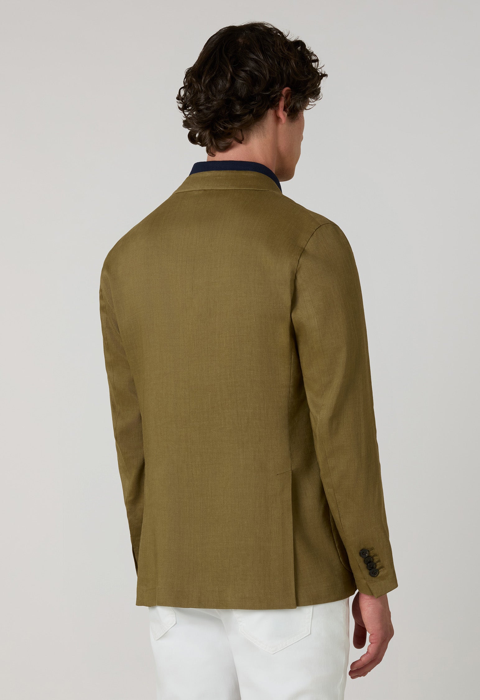 Giacca Sartoria doppiopetto in lino e mohair verde