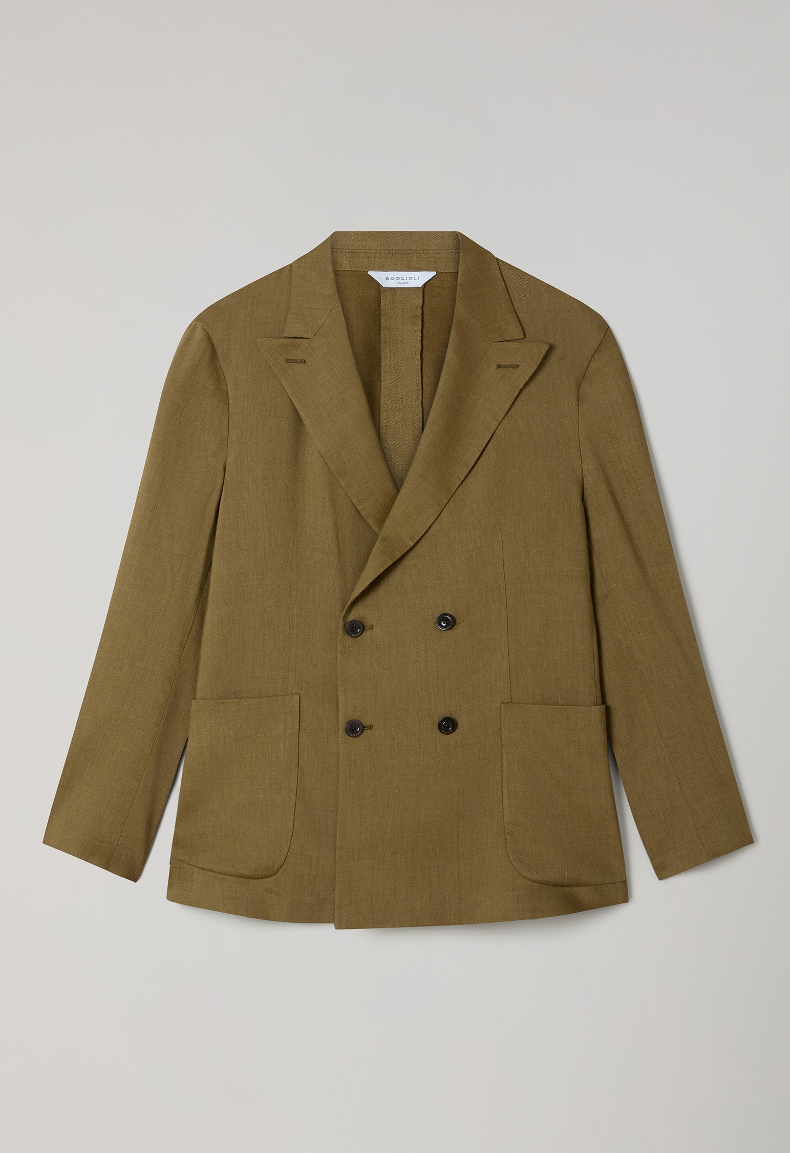 Giacca Sartoria doppiopetto in lino e mohair verde