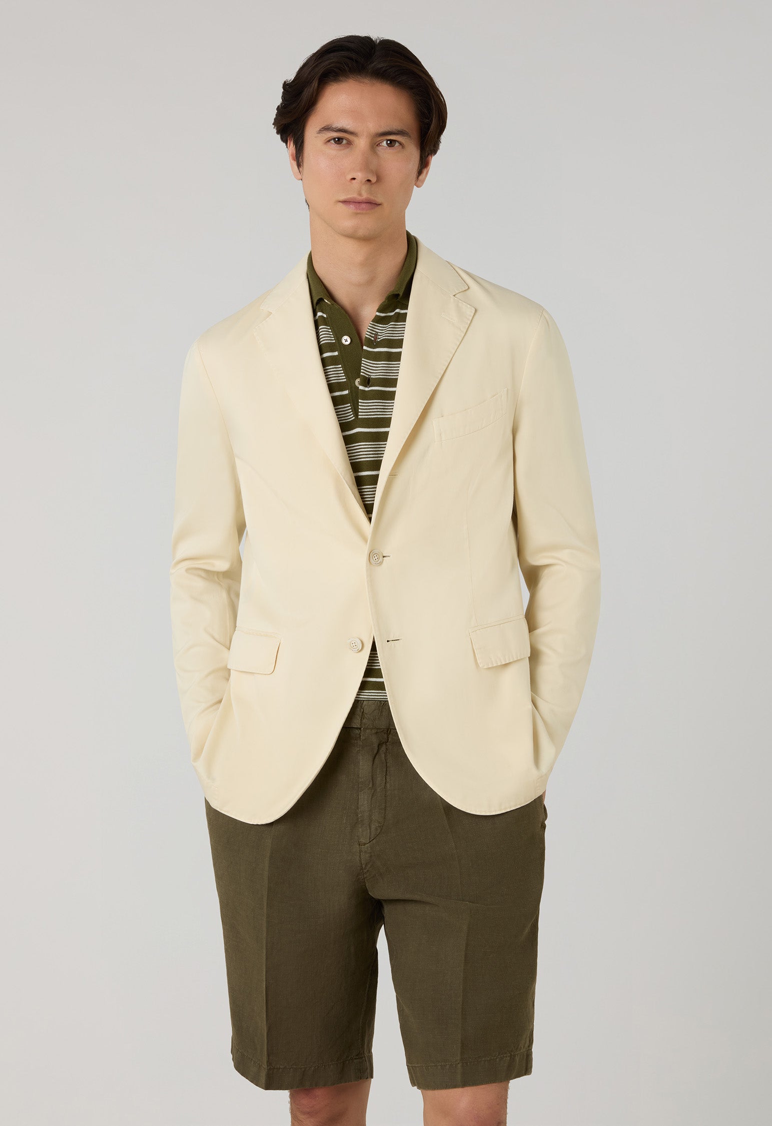 Cream Garment Dyed Cotton Cashmere Satin Dover Jacket