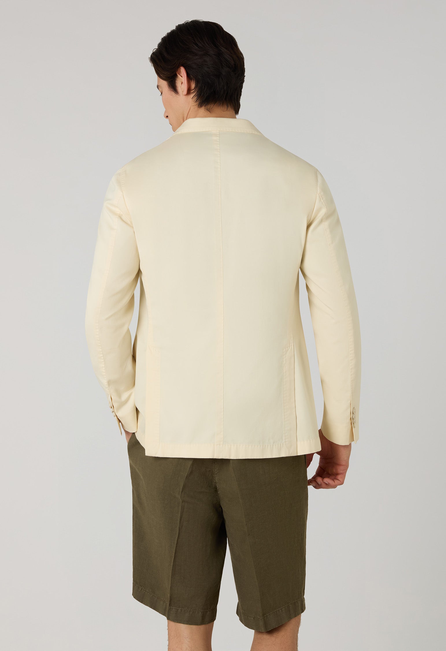 Cream Garment Dyed Cotton Cashmere Satin Dover Jacket