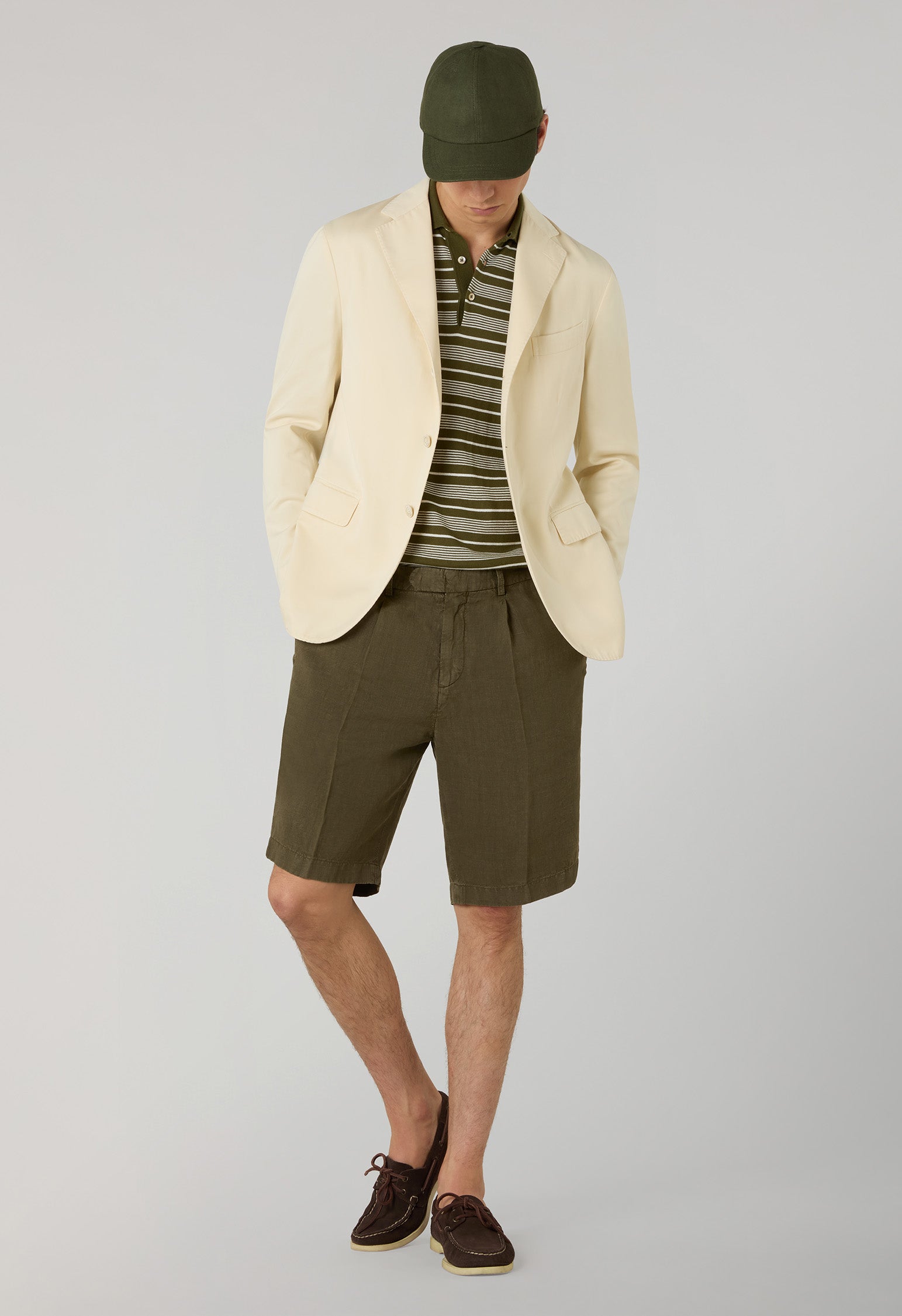 Cream Garment Dyed Cotton Cashmere Satin Dover Jacket