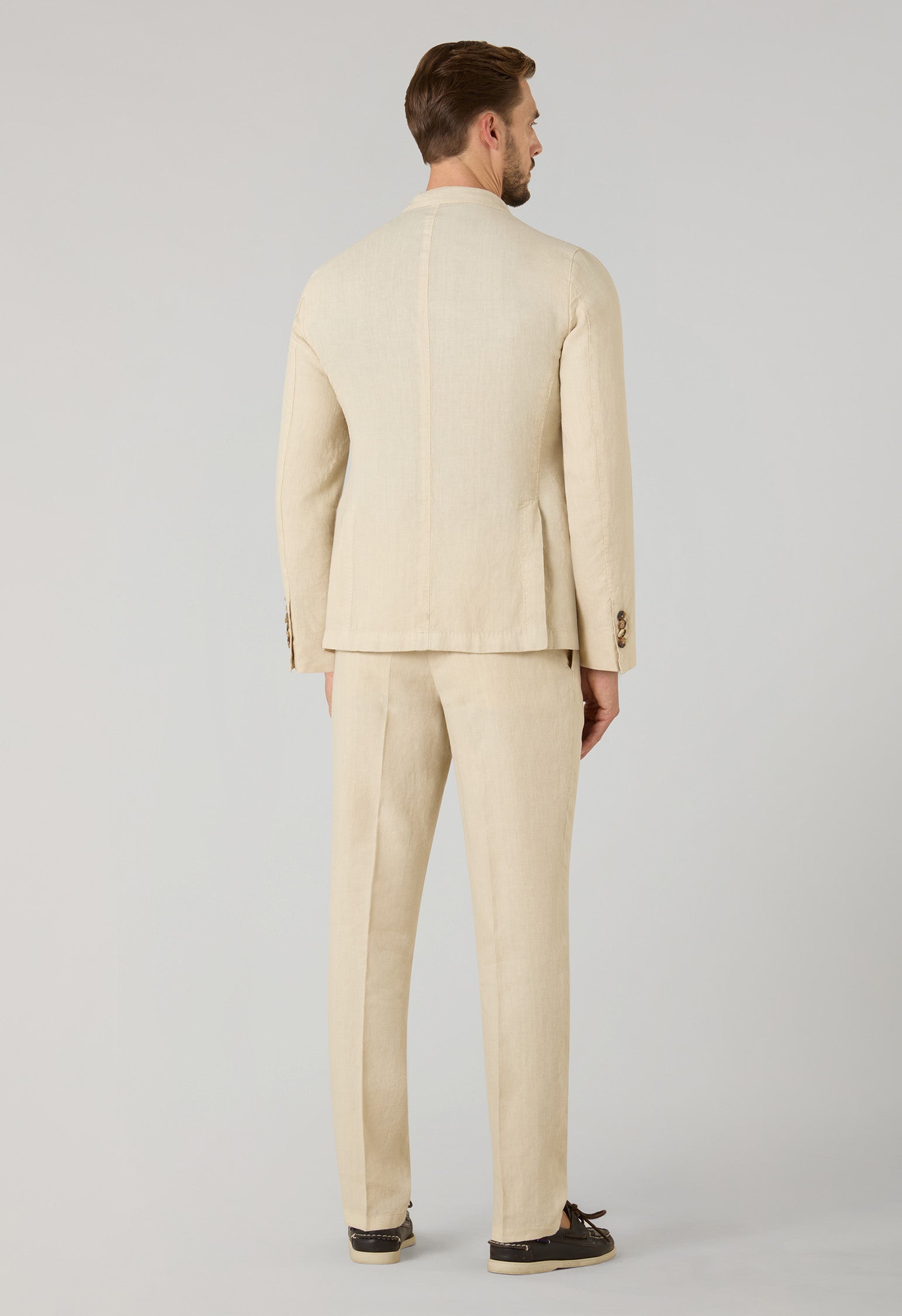 Abito Dover doppiopetto in lino tinto in capo beige