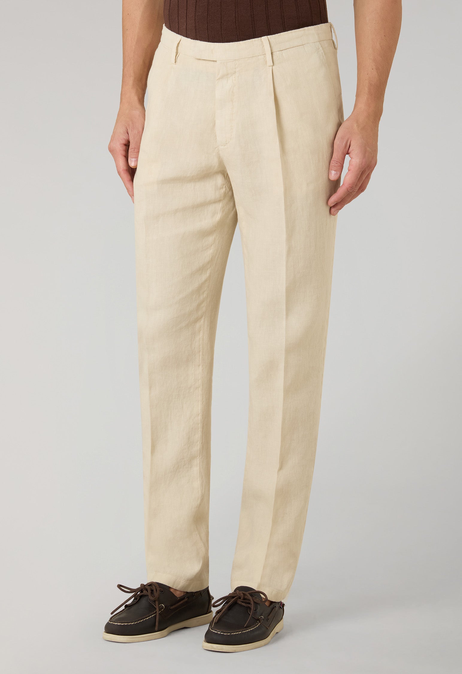 Beige Garment Dyed Linen Double-Breasted Dover Suit