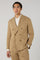 Kamelfarbener stückgefärbter zweireihiger Dover Suit aus Baumwoll-Leinen