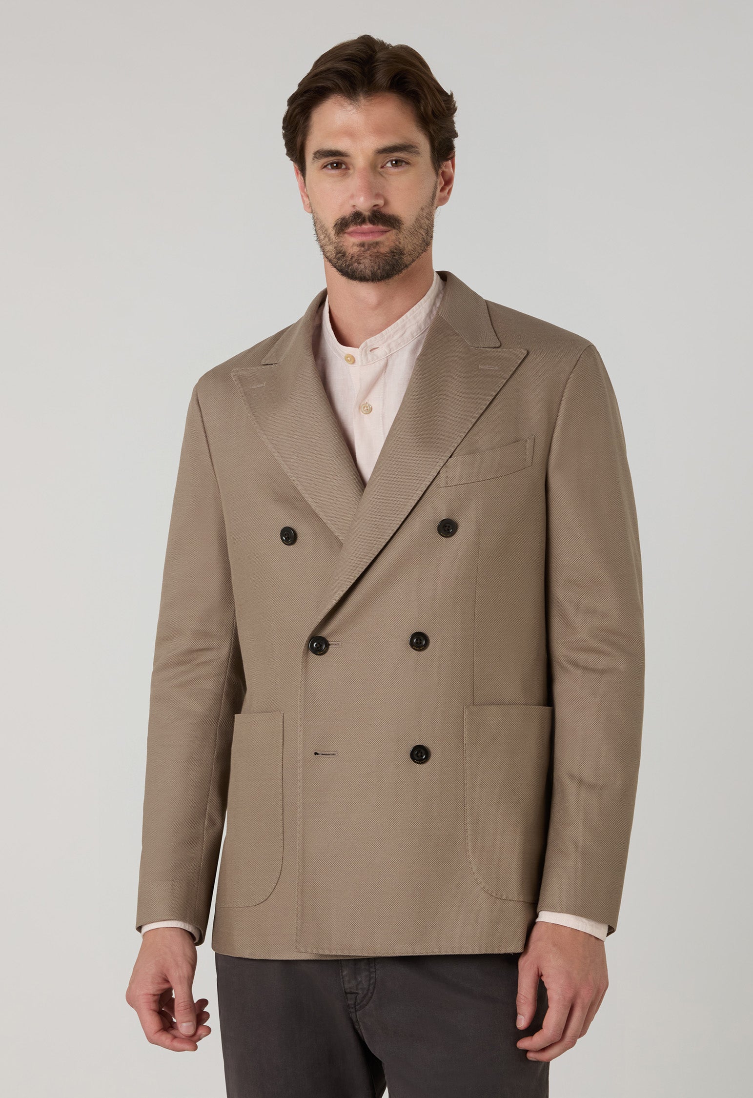 Giacca Dover doppiopetto in jersey beige