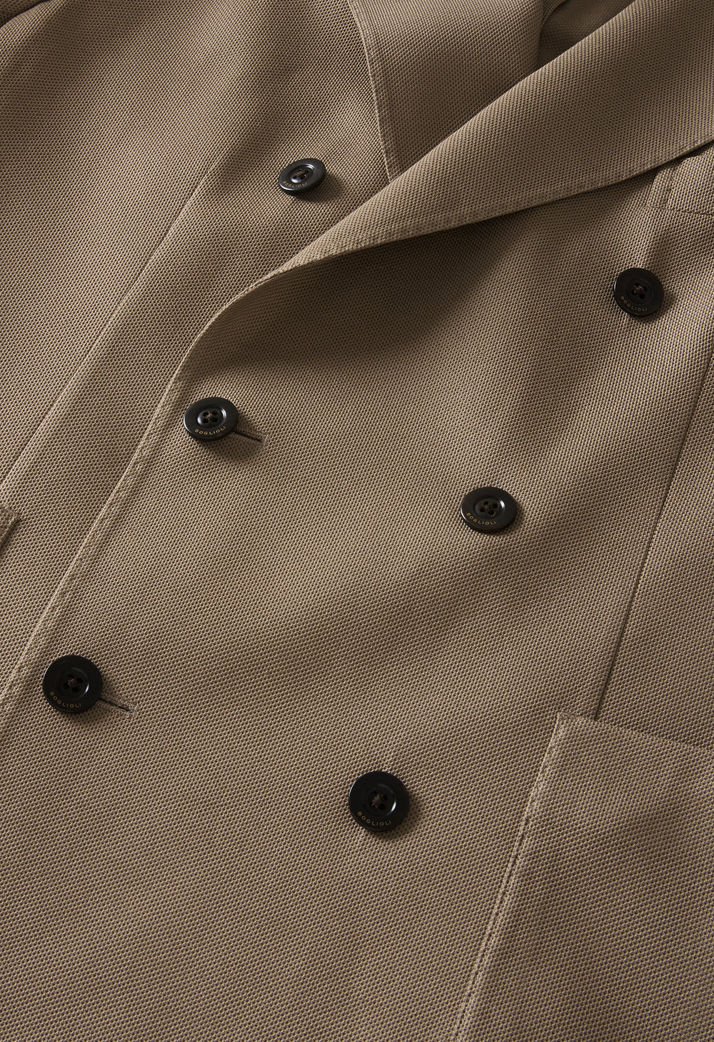 Beige Cotton Jersey Double-Breasted Dover Jacket