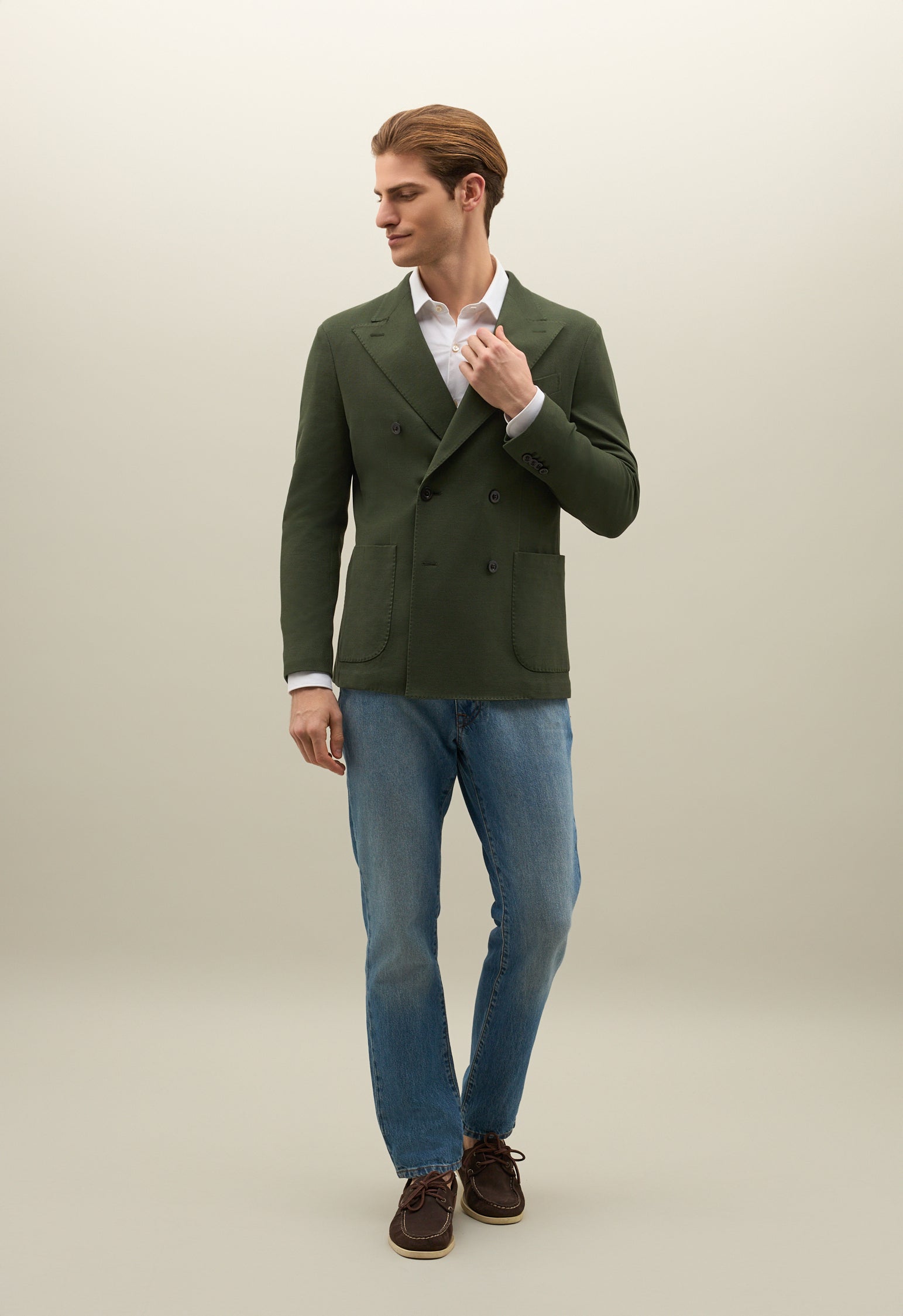 Giacca Dover doppiopetto in jersey verde