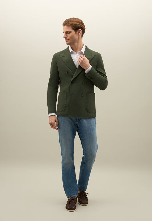 Green Cotton Jersey Double-Breasted Dover Jacket