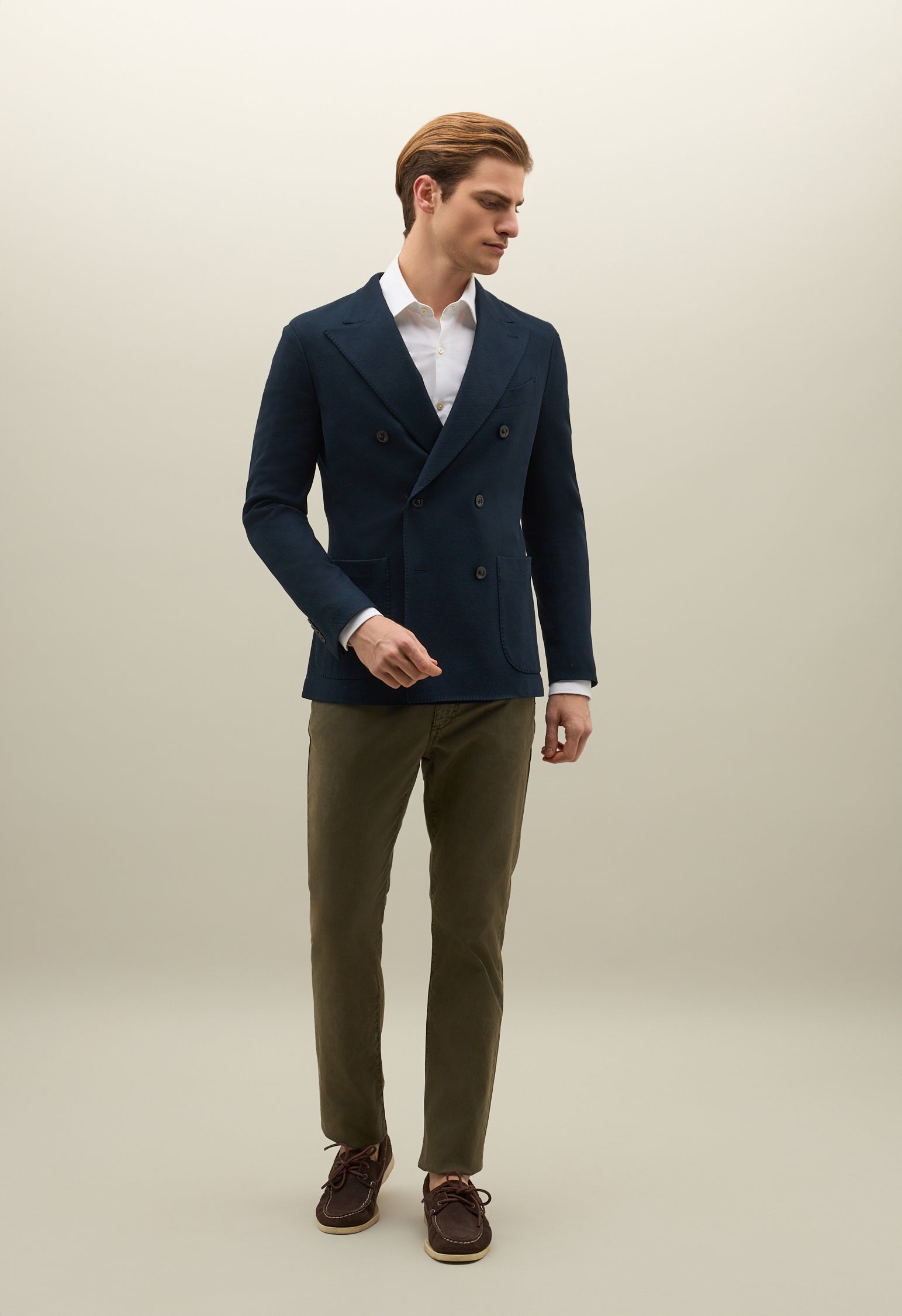 Giacca Dover doppiopetto in jersey blu