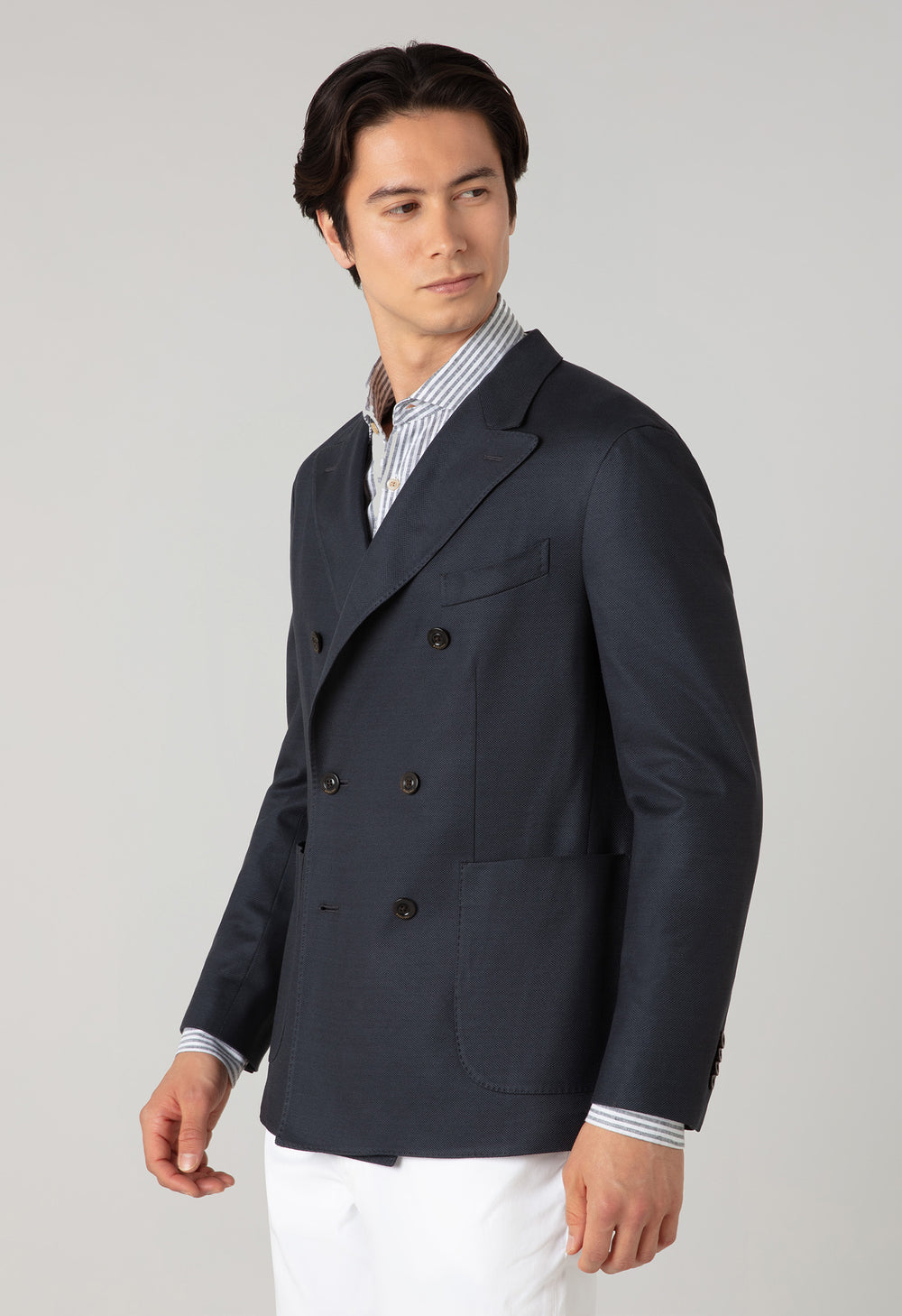Graue doppelreihige Dover-Jacke aus Jersey