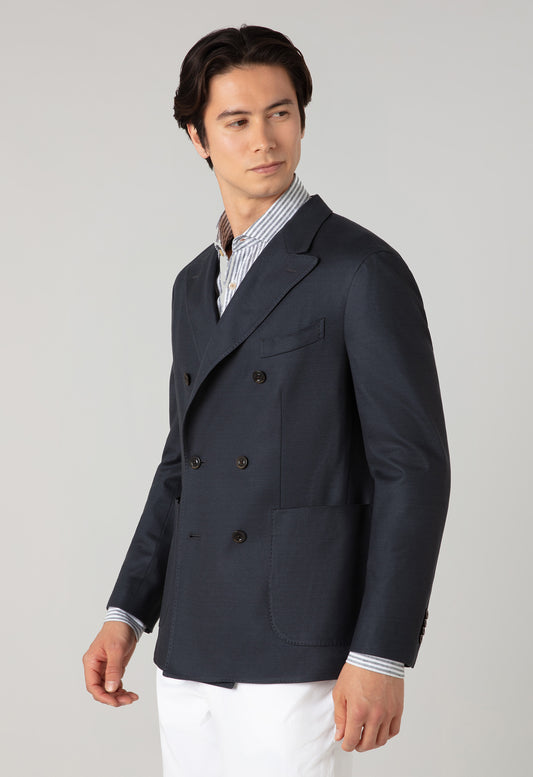 Grey Cotton Jersey Double-Breasted Dover Jacket