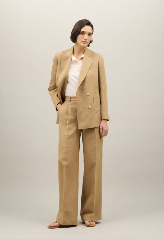 Beige Linen Tencel satin Maia Blazer