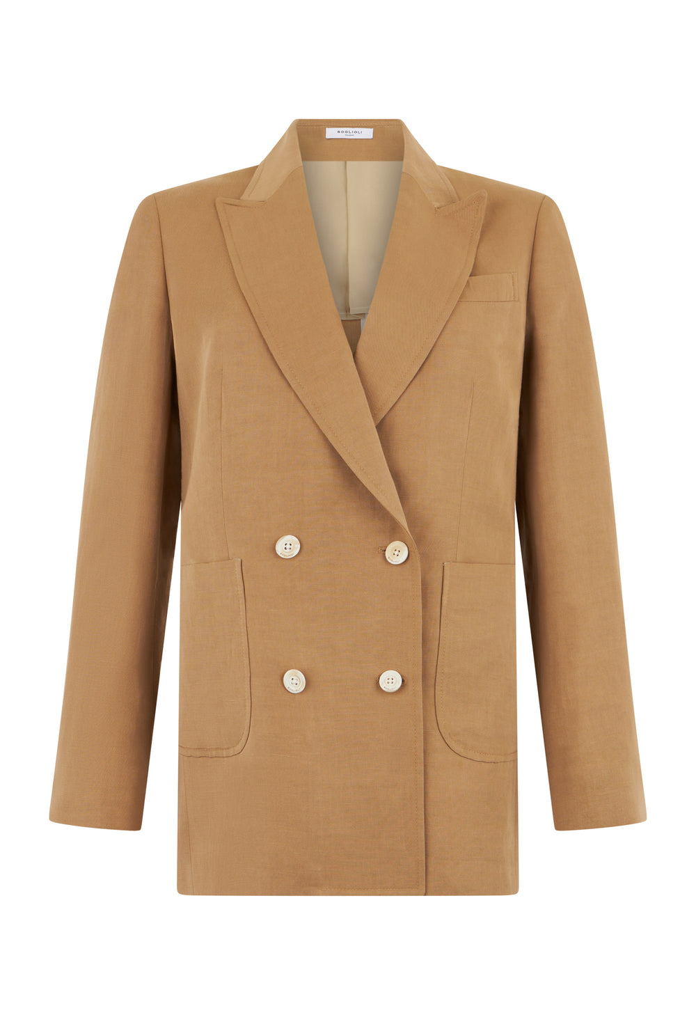 Dunkelbeiger Blazer Maia aus Leinen-Tencel-Satin