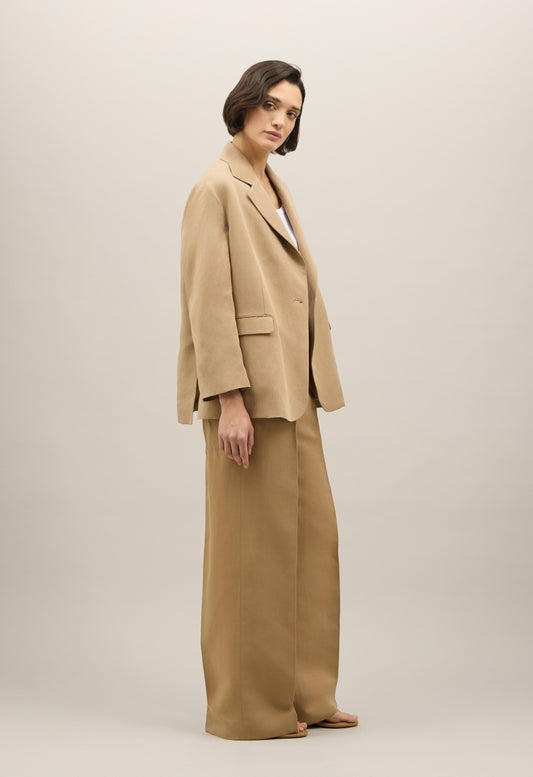 Beige Linen Tencel satin Otta Blazer