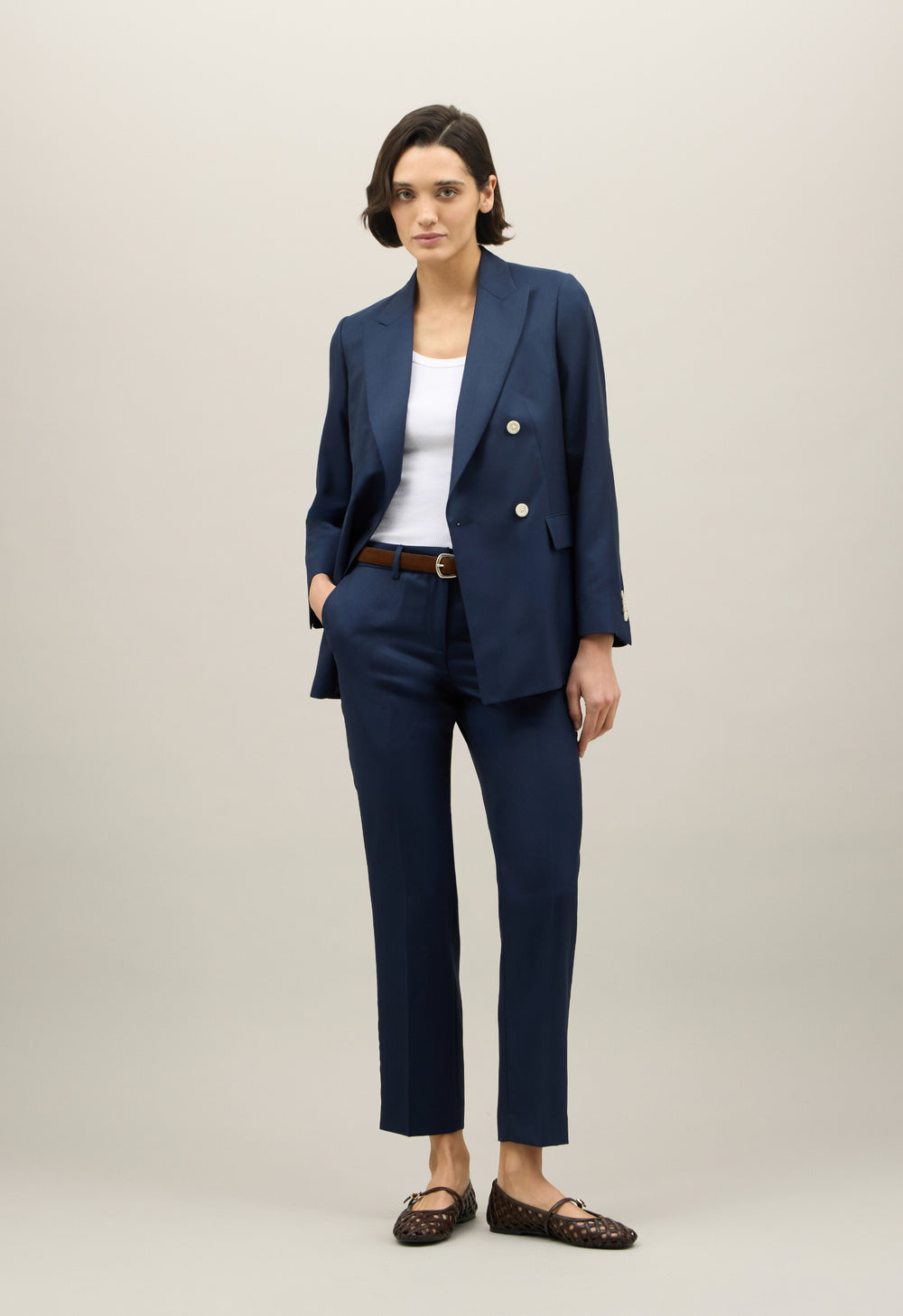 Blauer Blazer Bianca aus Woll-Twill